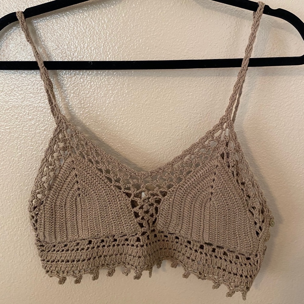 Forest green Crochet Crop